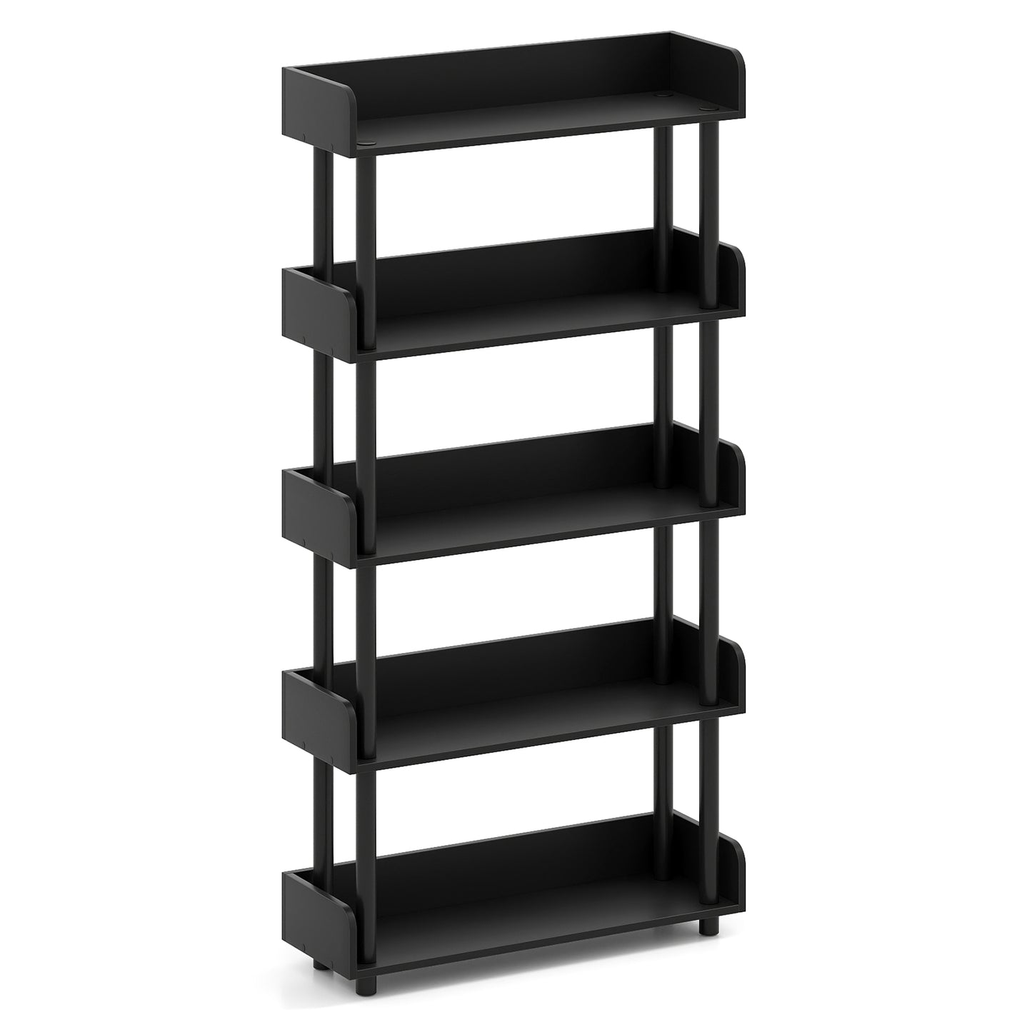 5-Tier Open Bookcase with Industrial Storage Unit-Black