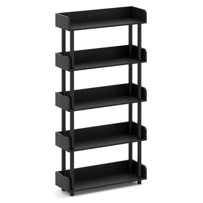 5-Tier Open Bookcase with Industrial Storage Unit-Black