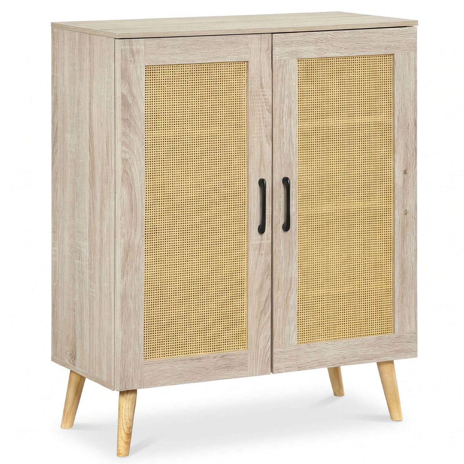 5-Tier Rattan Shoe Cabinewith 3 Removable Shelves-Natural