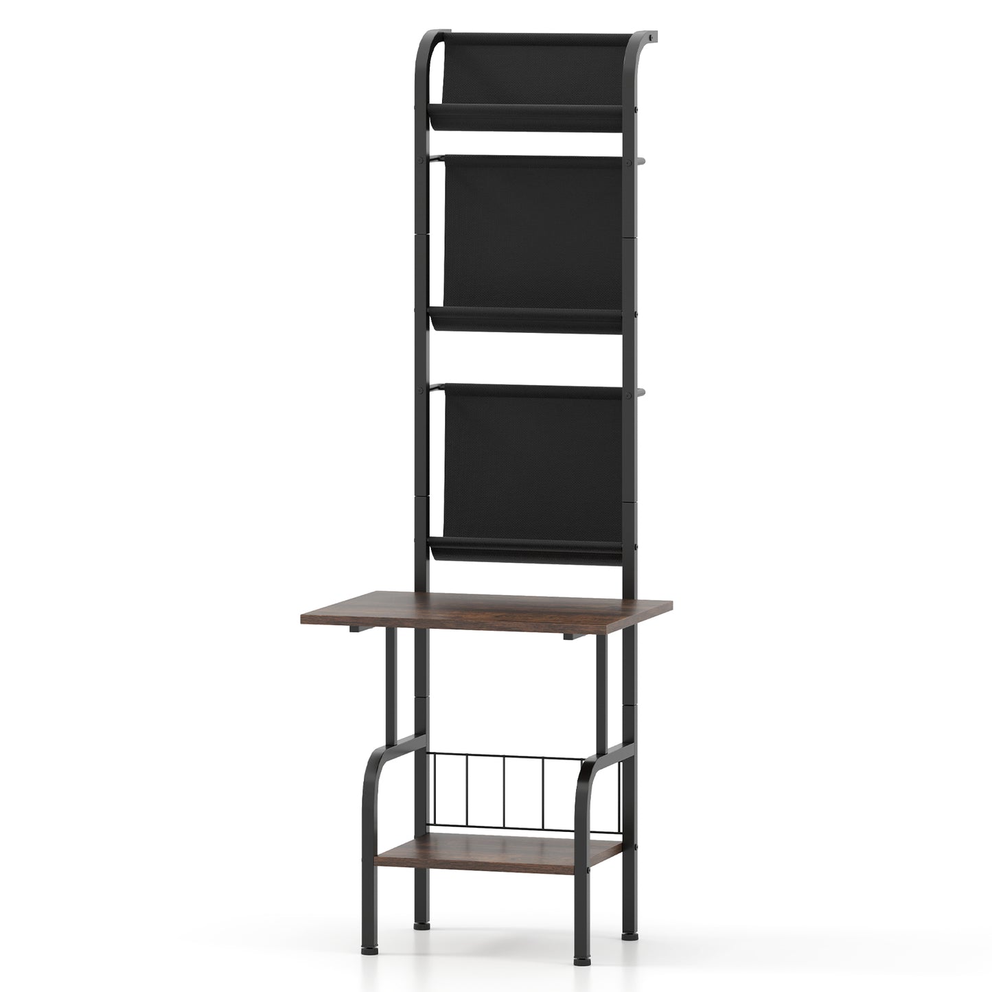 5-Tier Record Player Stand with Vinyl Display Shelf and Record Holder-Rustic Brown