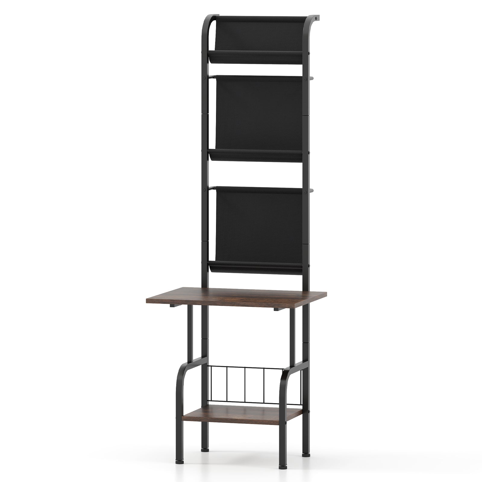 5-Tier Record Player Stand with Vinyl Display Shelf and Record Holder-Rustic Brown