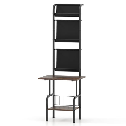 5-Tier Record Player Stand with Vinyl Display Shelf and Record Holder-Rustic Brown