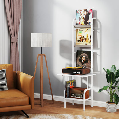 5-Tier Record Player Stand with Vinyl Display Shelf and Record Holder-White