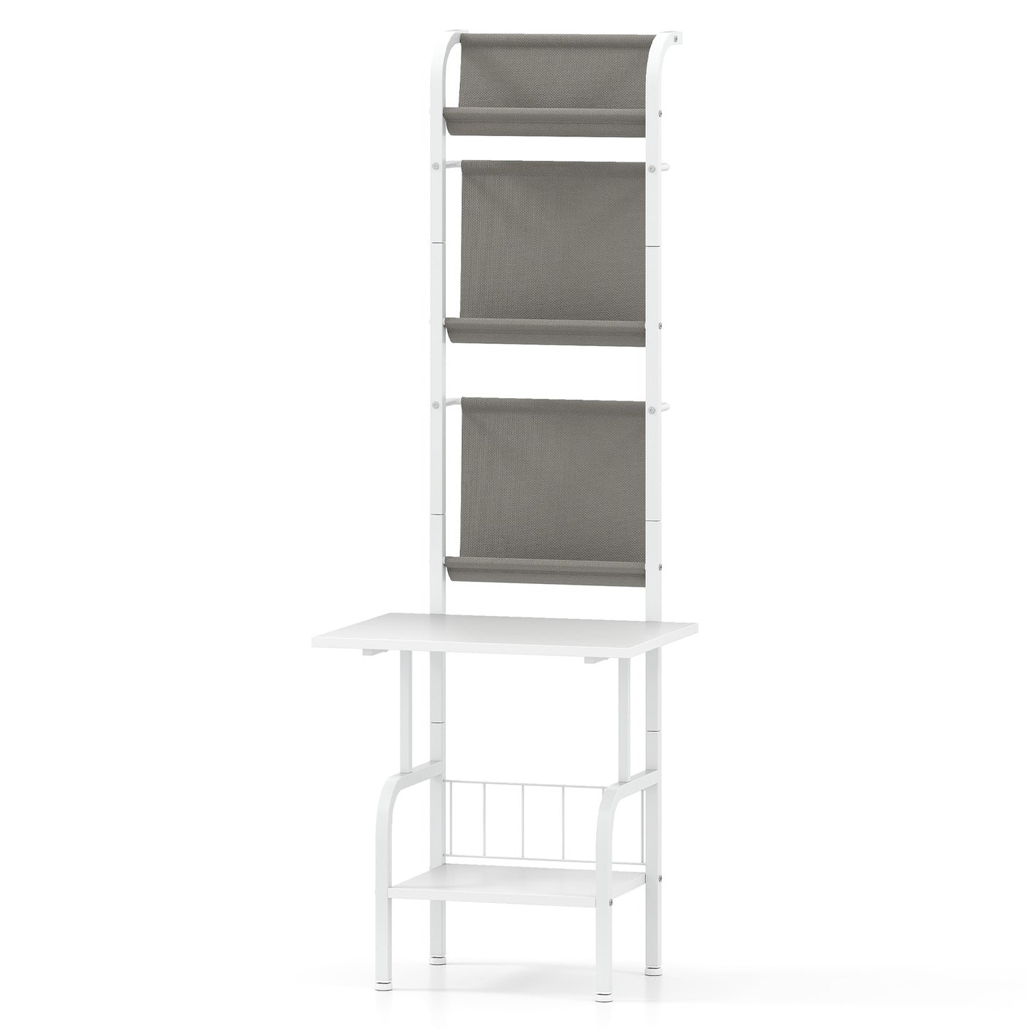 5-Tier Record Player Stand with Vinyl Display Shelf and Record Holder-White