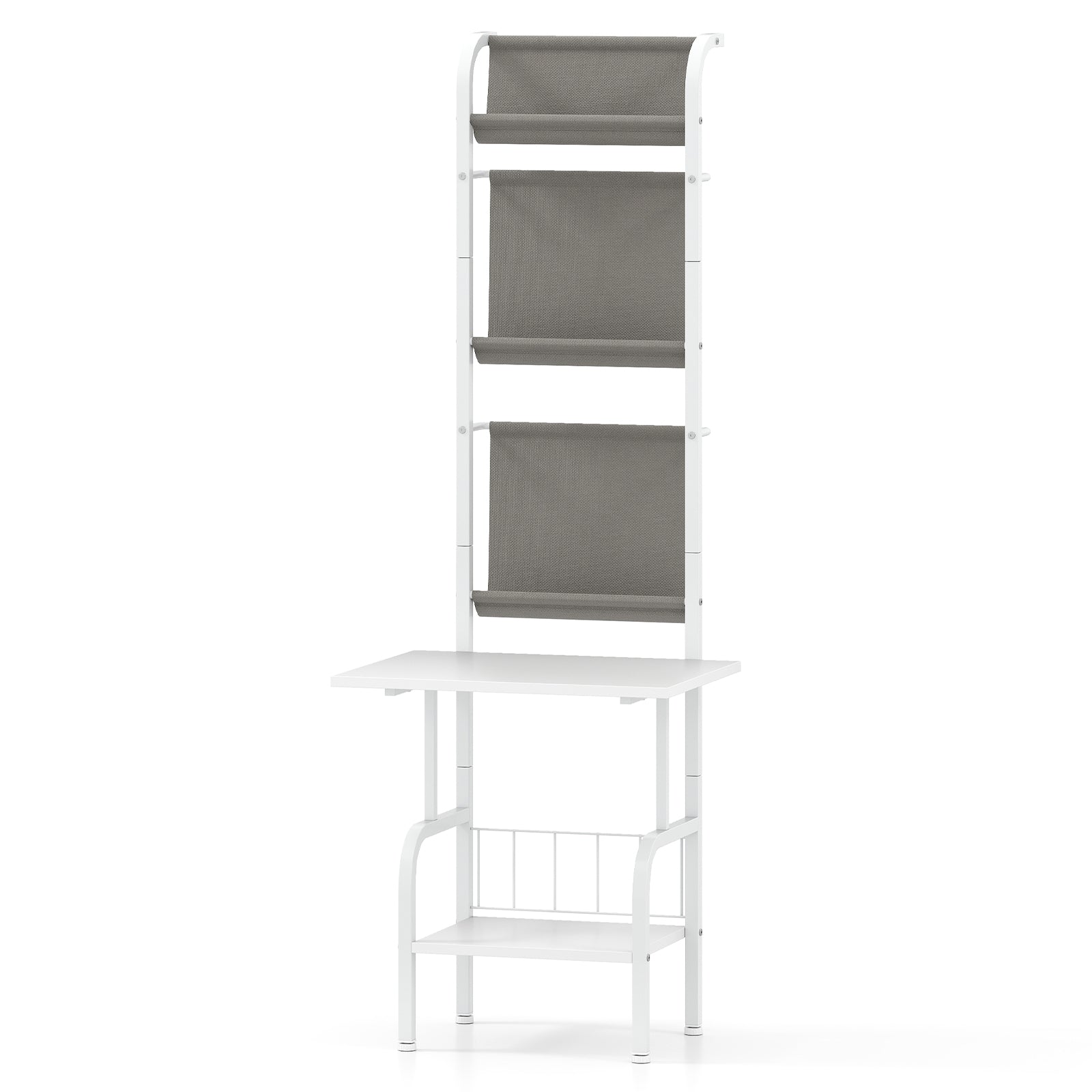 5-Tier Record Player Stand with Vinyl Display Shelf and Record Holder-White
