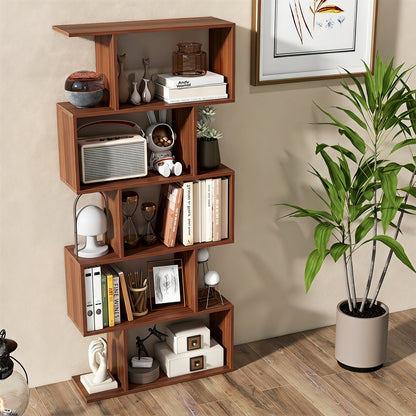 5-Tier S-Shaped Bookshelf with Anti-Tip Kit