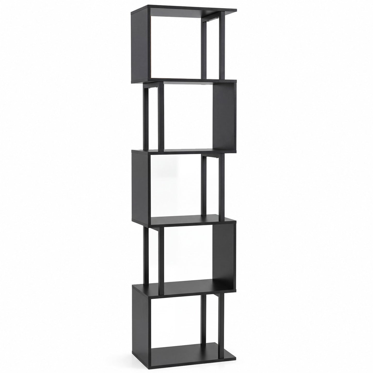 5-Tier S-Shaped Bookshelf with Open Cubes & Anti-Tip Kit