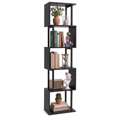 5-Tier S-Shaped Bookshelf with Open Cubes & Anti-Tip Kit