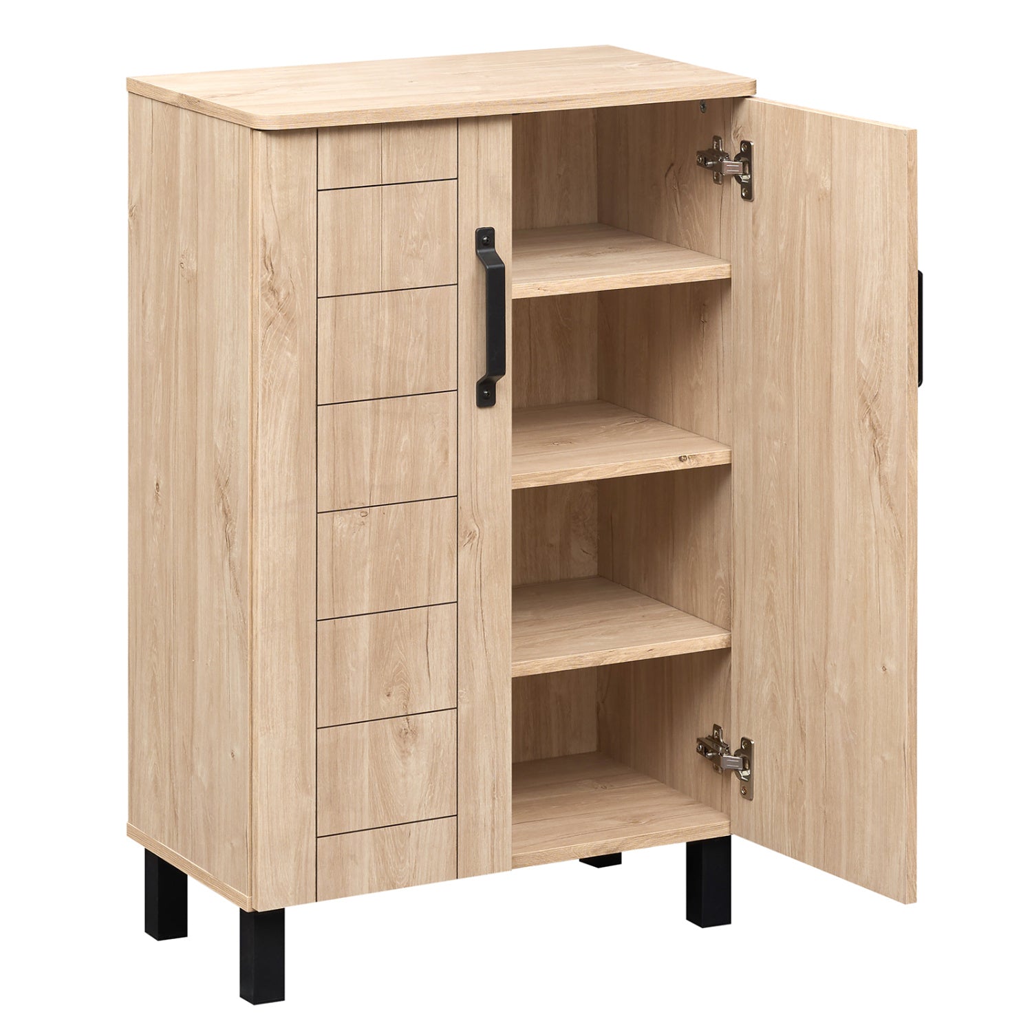 5-Tier Shoe Storage Cabinet Freestanding Wooden Shoe Rack Organizer-Natrual
