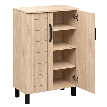 5-Tier Shoe Storage Cabinet Freestanding Wooden Shoe Rack Organizer-Natrual
