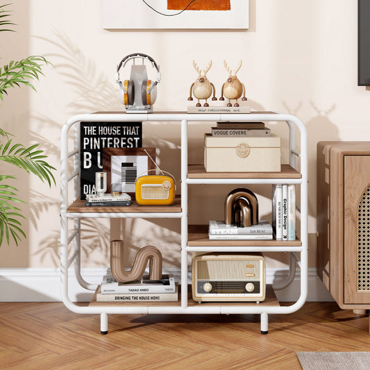 5-Tier Storage Organizer Open Book Shelf with Metal Frame