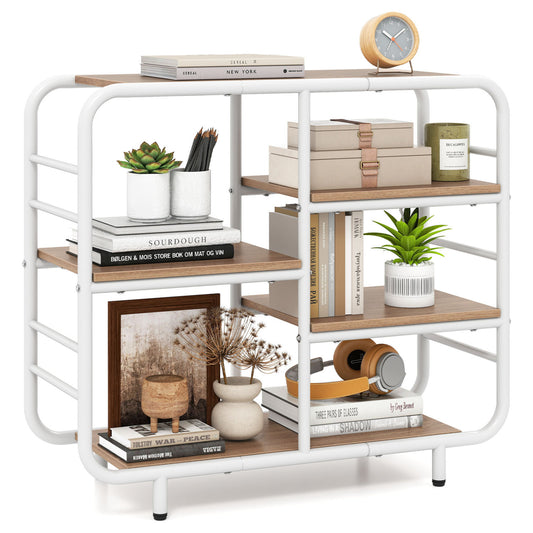 5-Tier Storage Organizer Open Book Shelf with Metal Frame