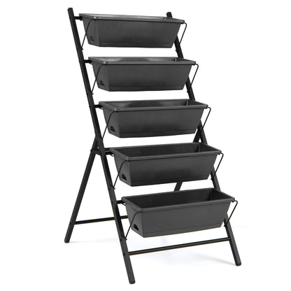 5-Tier Vertical Raised Garden Bed with Drainage System and Removable Trays for Vegetables