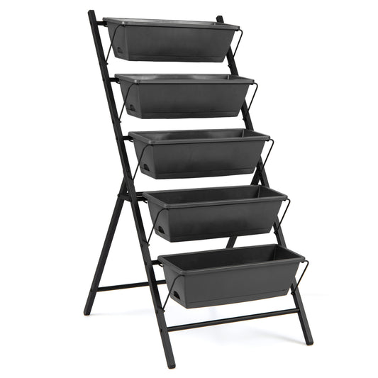 5-Tier Vertical Raised Garden Bed with Drainage System and Removable Trays for Vegetables
