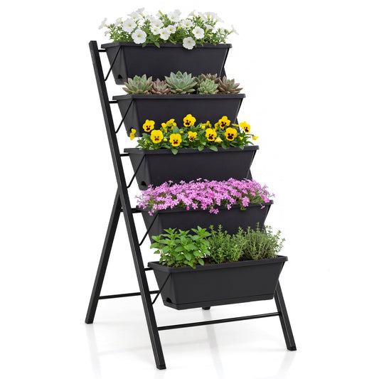 5-Tier Vertical Raised Garden Bed with Drainage Holes for Patio