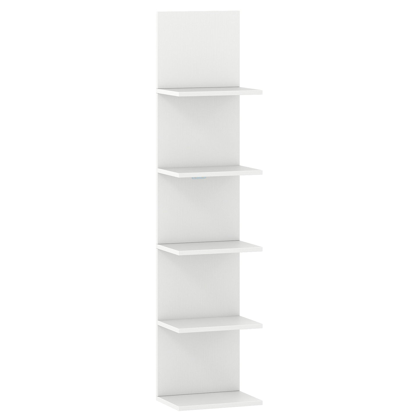 5-Tier Wall Mounted Shelf Unit with Wood Grain-White