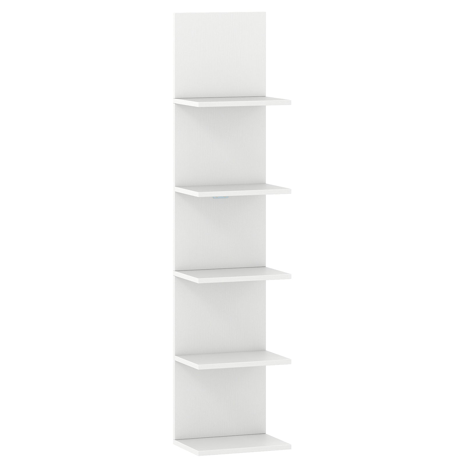 5-Tier Wall Mounted Shelf Unit with Wood Grain-White