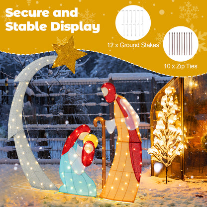 5 ft Christmas Nativity Set Pre-Lit Nativity Scene with 140 Warm White LED Lights