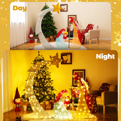5 ft Christmas Nativity Set Pre-Lit Nativity Scene with 140 Warm White LED Lights