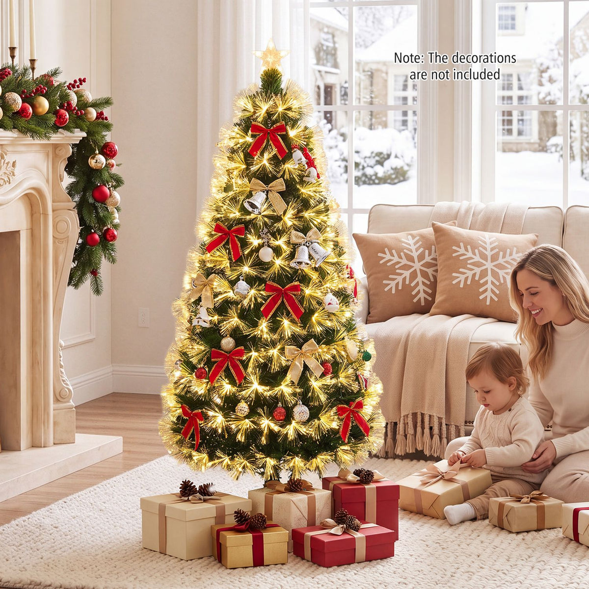 5 ft Fiber Optic Artificial Christmas Tree with Dazzling Optical Fibers-S