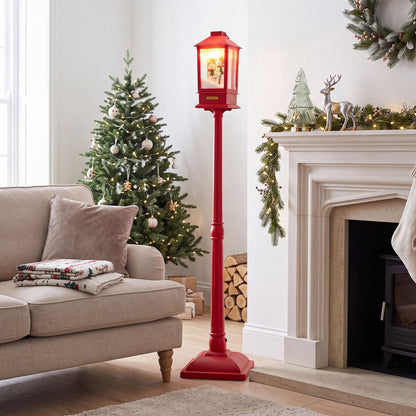 5 ft Musical Christmas Streetlight with LED Lights Snowmen and Snowy Effects-Red