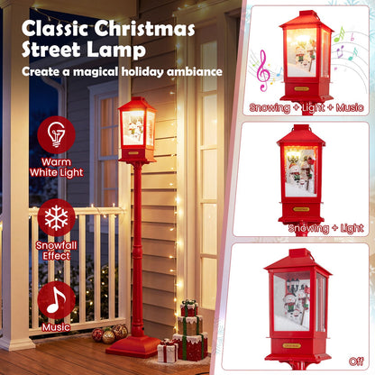 5 ft Musical Christmas Streetlight with LED Lights Snowmen and Snowy Effects-Red