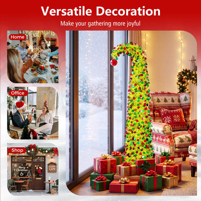 5 ft Pop Up Whimsical Christmas Tree with Arched Treetop and Xmas Ball for Small Space Set of 2