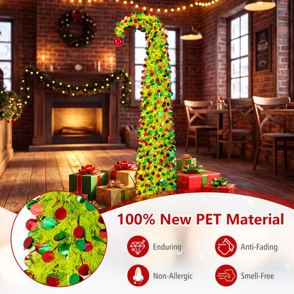 5 ft Pop Up Whimsical Christmas Tree with Arched Treetop and Xmas Ball for Small Space Set of 2