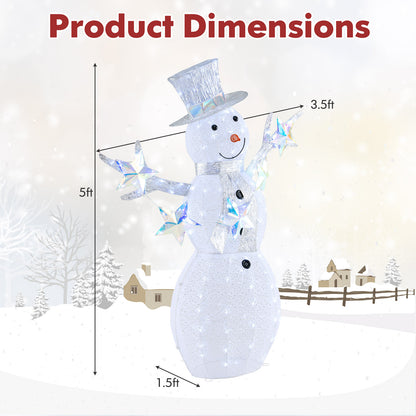 5 ft Pre-Lit Christmas Snowman with Stars