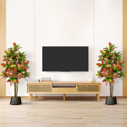5 FT Tall Artificial Croton Plant with Gradient Leaves and Nursery Pot