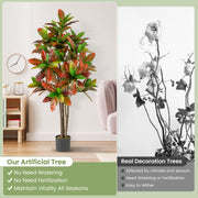 5 FT Tall Artificial Croton Plant with Gradient Leaves and Nursery Pot