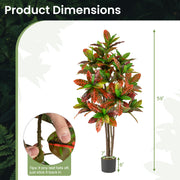5 FT Tall Artificial Croton Plant with Gradient Leaves and Nursery Pot
