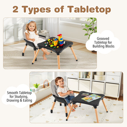5-in-1 Baby Convertible Wooden High Chair with Detachable Tray-Black