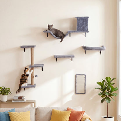 Wall Mounted Cat Furniture Set with Condo, Perch & Scratching Post