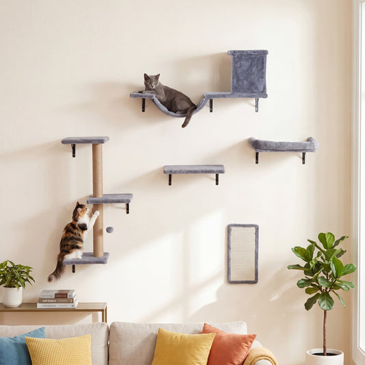 Wall Mounted Cat Furniture Set with Condo, Perch & Scratching Post