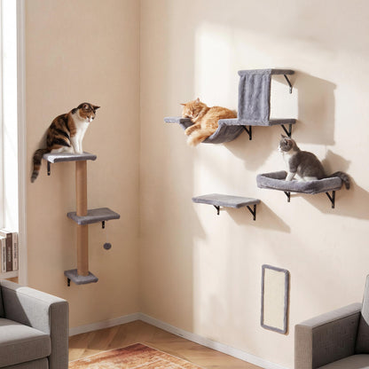 Wall Mounted Cat Furniture Set with Condo, Perch & Scratching Post
