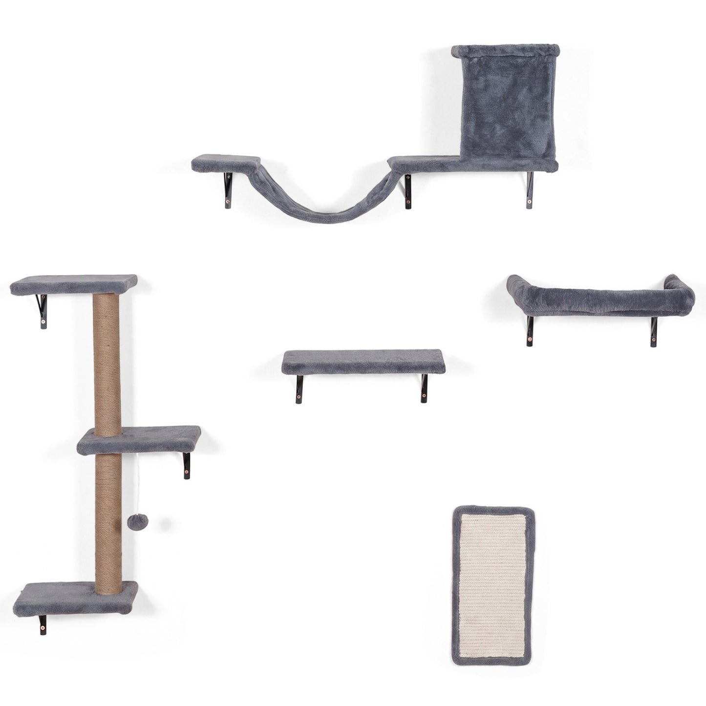 Wall Mounted Cat Furniture Set with Condo, Perch & Scratching Post