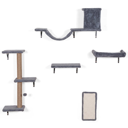 Wall Mounted Cat Furniture Set with Condo, Perch & Scratching Post