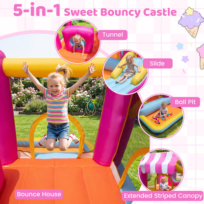 5-in-1 Inflatable Bounce House with Slide and Ball Pit