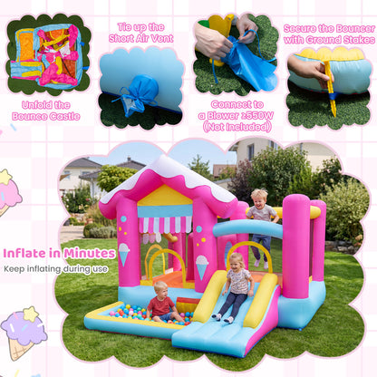 5-in-1 Inflatable Bounce House with Slide and Ball Pit