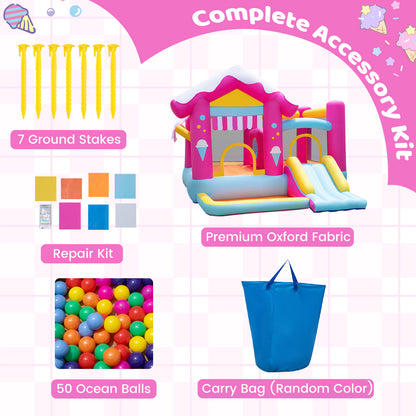 5-in-1 Inflatable Bounce House with Slide and Ball Pit