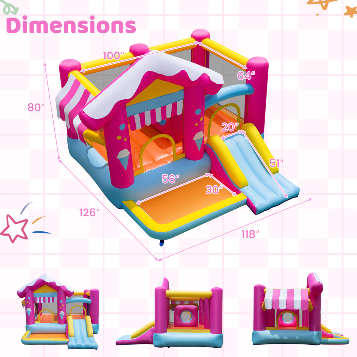 5-in-1 Inflatable Bounce House with Slide and Ball Pit