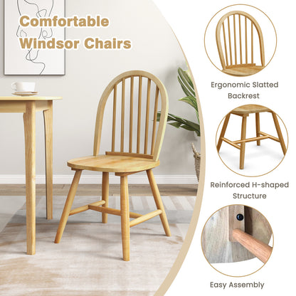5 Pieces Wooden Dining Table Set with 4 Windsor Chairs