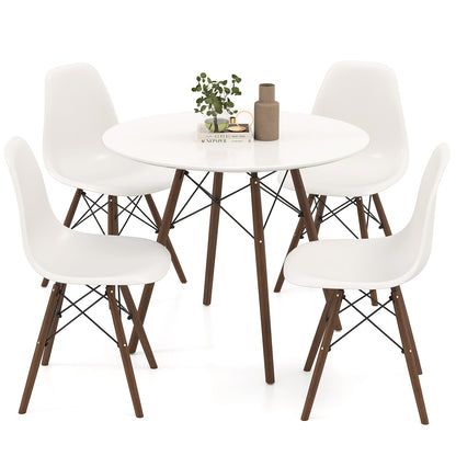 5 Pieces Dining Table Set With Solid Wood Leg-Black - Beige