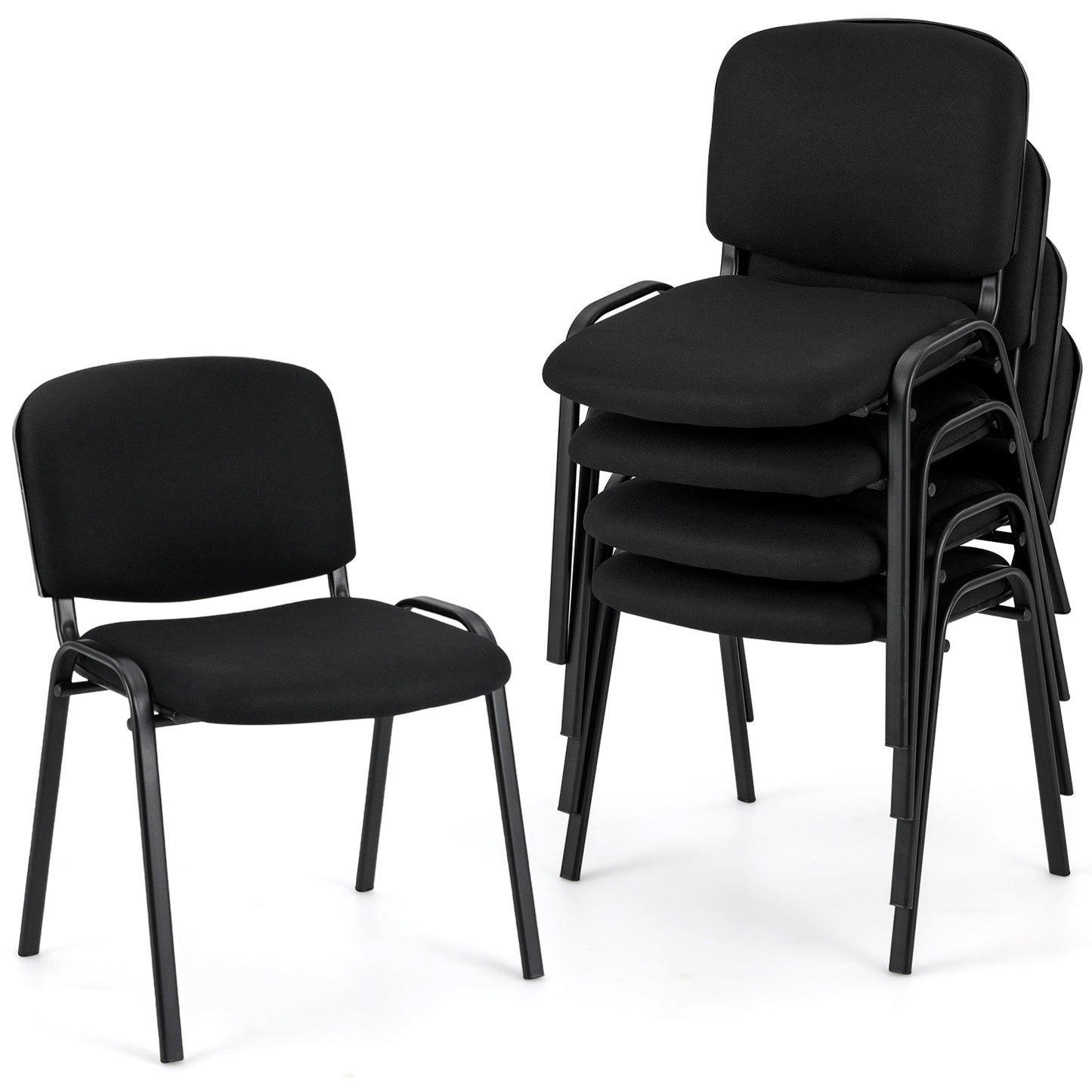 Office Chair with Metal Frame and Padded Cushions for Conference Room-Set of 2 - Set Of 5