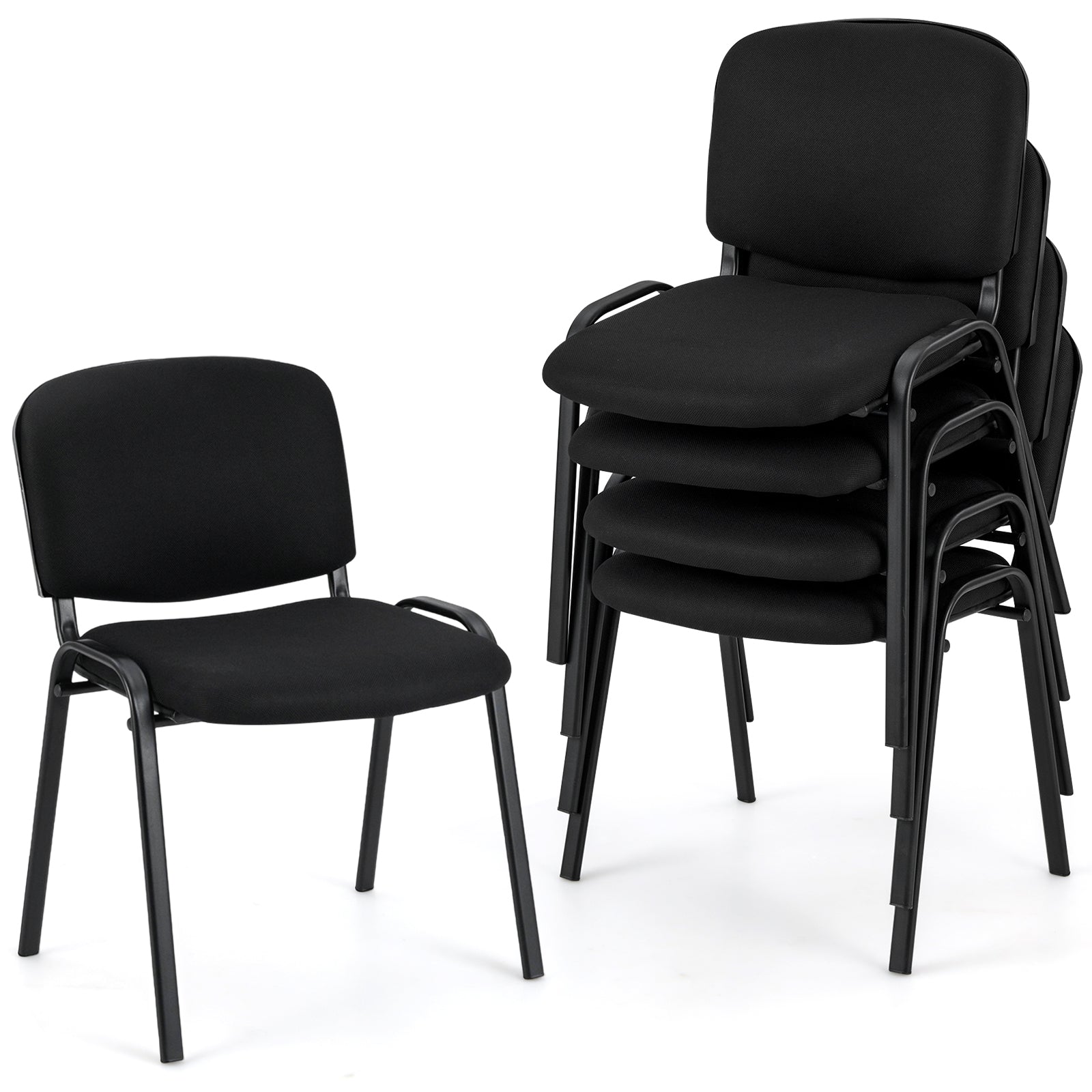 Office Chair with Metal Frame and Padded Cushions for Conference Room-Set of 2 - Set Of 5