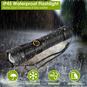 Tactical LED Flashlight Zoomable Rechargeable