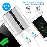 PowerMaster 12000mAh Portable Charger with Dual USB Ports 3.1A Output Power Bank