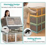 3Pcs Foldable Storage Bins with Lid 4 Doors Collapsible Stackable Closet Organizer