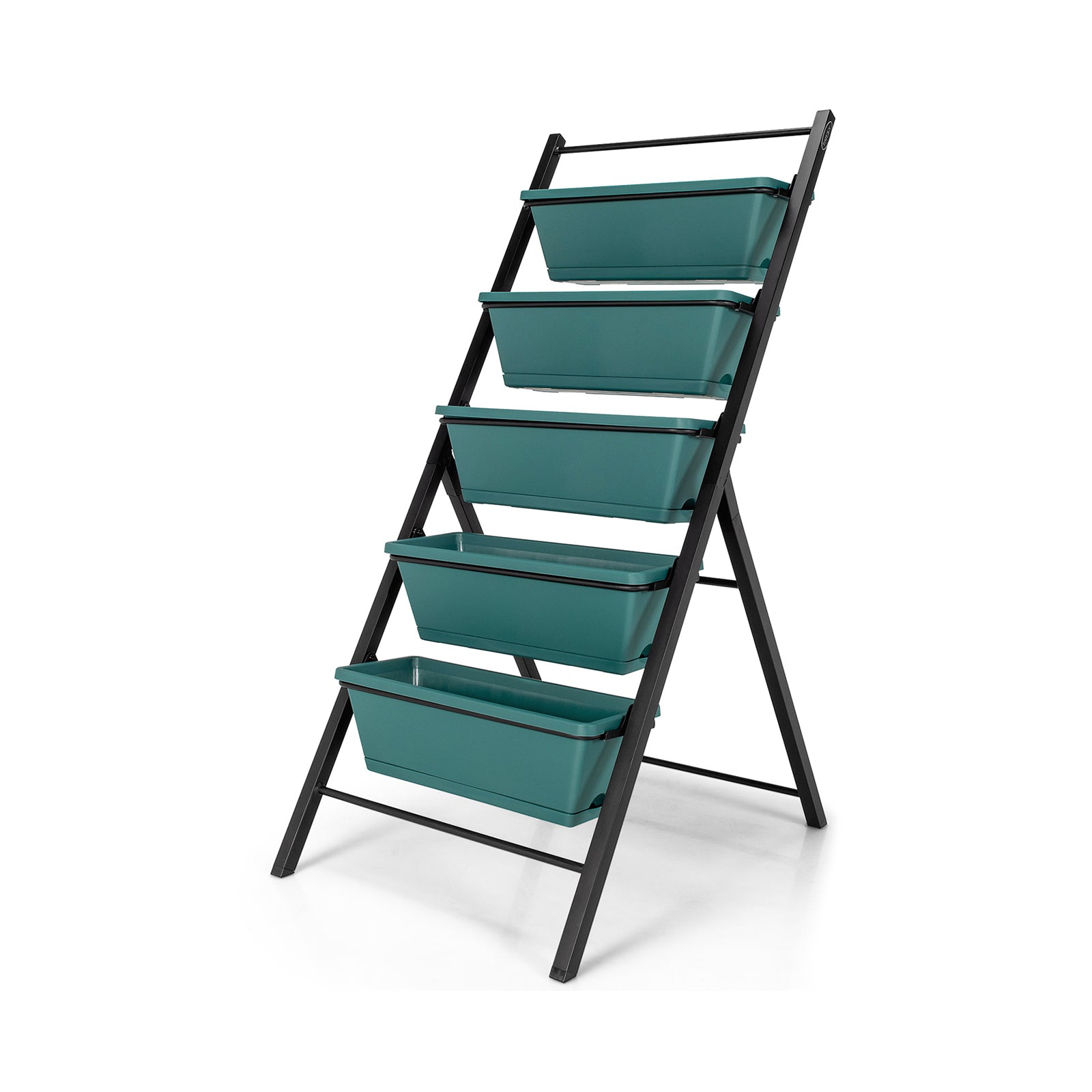 5-tier Vertical Garden Planter Box Elevated Raised Bed with 5 Container-Green - Green